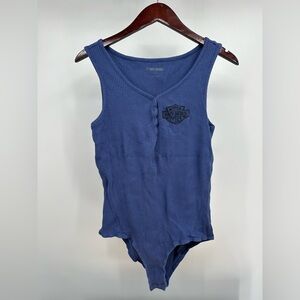 Harley-Davidson Blue Bodysuit with Ribbed Texture